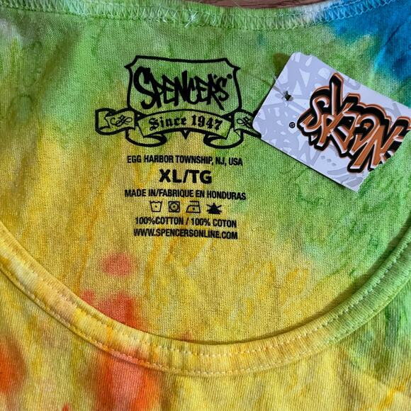 NWT Spencers XL Tie Dye Tank Top Suns Out Guns Out Rainbow Pride Festival Tee - Picture 7 of 8